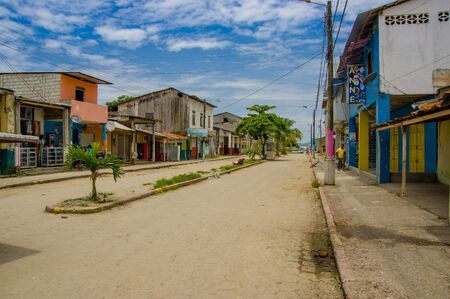 Muisne, Ecuador - March 16, 2016: Downtown Muisne city, small charming town located in the northern Ecuadorian coastline.のeditorial素材