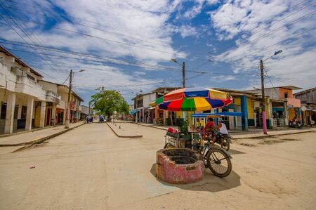 Muisne, Ecuador - March 16, 2016: Downtown Muisne city, small charming town located in the northern Ecuadorian coastline.のeditorial素材