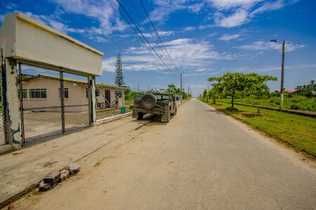 Muisne, Ecuador - March 16, 2016: Downtown Muisne city, small charming town located in the northern Ecuadorian coastline.のeditorial素材