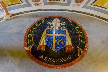 VATICAN, ITALY - JUNE 13, 2015: Floor seal at Vatican Basilica, Saint Peter, inside view.のeditorial素材