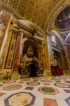 VATICAN, ITALY - JUNE 13, 2015: Sculture inside Saint Peter Basilica on Vatican city. Beautiful architecture and message.のeditorial素材