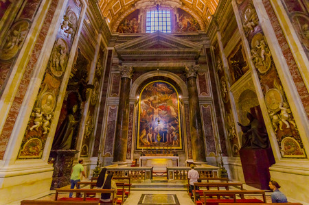 VATICAN, ITALY - JUNE 13, 2015: The tomb of John Paul second inside Vatican basilica, a beloved Pope around the world.のeditorial素材