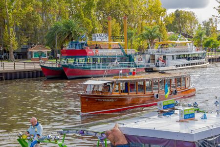 TIGRE, ARGENTINA - MAY 02, 2016: one of the main trousit activities in tigre is the boat ride in the lujan river.のeditorial素材