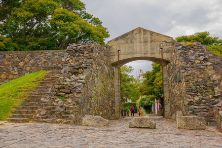 COLONIA DEL SACRAMENTO, URUGUAY - MAY 04, 2016: the city gate is one of the main tourist places in colonia.のeditorial素材