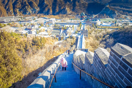 BEIJING, CHINA - 29 JANUARY, 2017: Fantastic view of impressive great wall on a beautiful sunny day, located at Juyong tourist siteのeditorial素材