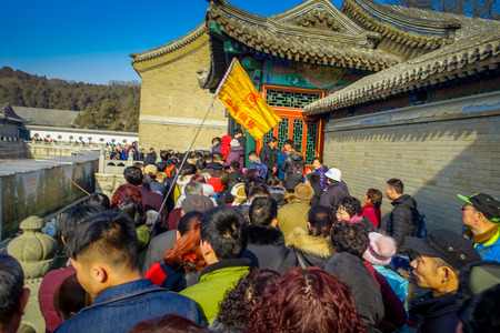 BEIJING, CHINA - 29 JANUARY, 2017: Walking around spring palace complex, a spectacular ensemble of lakes, gardens and ancient chinese palaces, beautiful buildings and architecture.のeditorial素材