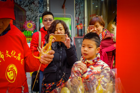 BEIJING, CHINA - 29 JANUARY, 2017: People attending the new years fair in Longtan Park, traditional chinese market.のeditorial素材
