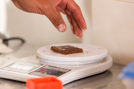 Useful Food scale digital on metallic background