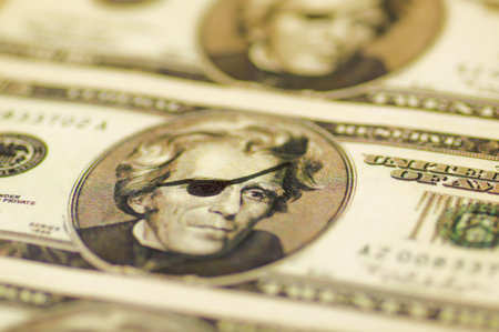 close up of Usa american dollar money bills with a Patch in Jackson face