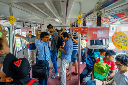 Kuala Lumpur, Malaysia - March 9, 2017: The KL Monorail is a short and elevated monorail system that connecting destinations within the city centre along 11 stations and 8.6 km.のeditorial素材