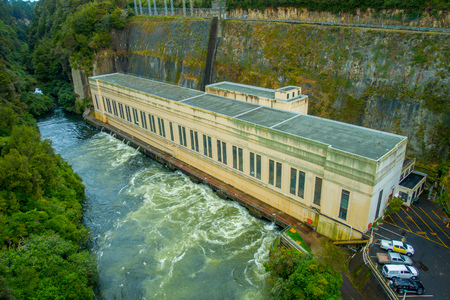 Hydroelectric Power Station on Waikato river, Arapuni, New Zealandの写真素材