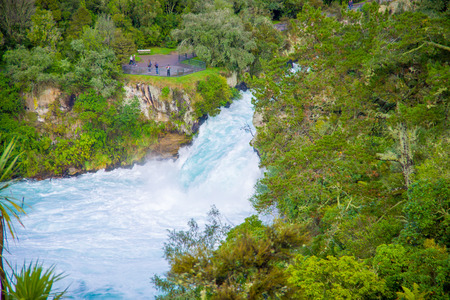 Powerful Huka Falls on the Waikato River near Taupo North Island New Zealandの写真素材