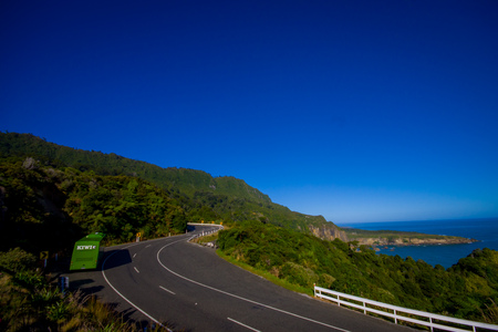 SOUTH ISLAND, NEW ZEALAND- MAY 23, 2017: Beautiful view of the beach in Cape Foulwind on the West Coast of New Zealandのeditorial素材