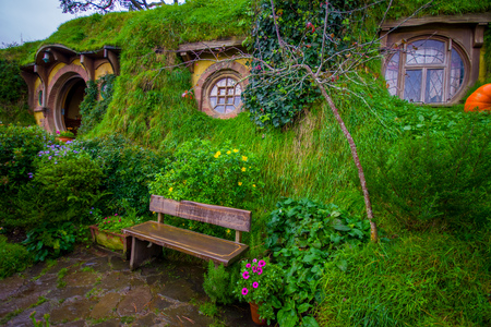NORTH ISLAND, NEW ZEALAND- MAY 16, 2017: Bag-End, Hobbiton Village, Mata-Mata, New Zealandのeditorial素材