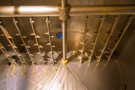 SOUTH ISLAND, NEW ZEALAND- MAY 25, 2017: Modern beer plant brewery , with brewing kettles, vessels, tubs and pipes made of stainless steel, monteiths beer factory, south island in New Zealandのeditorial素材