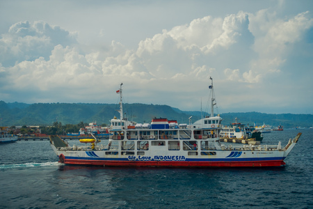 BALI, INDONESIA - APRIL 05, 2017: Ferry in Banyuwangi Gilimanuk in Ubud, Bali Indonesiaのeditorial素材
