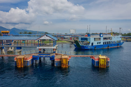BALI, INDONESIA - APRIL 05, 2017: Port of Banyuwangi Gilimanuk located in Ubud in Indonesiaのeditorial素材