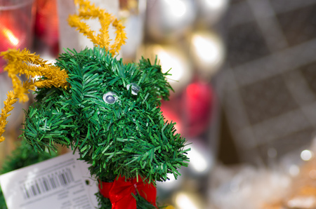 QUITO, ECUADOR- 07 MAY, 2017: Beautiful green deer made of christmast tree leafs, beautiful and very creative artのeditorial素材