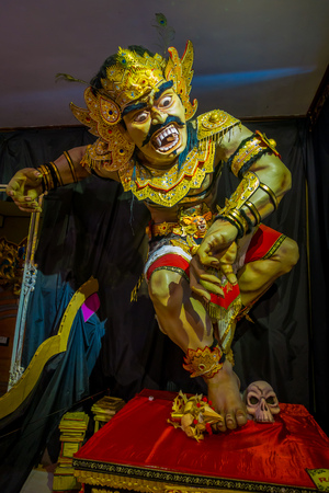 BALI, INDONESIA - MARCH 08, 2017: Impresive hand made structure, Ogoh-ogoh statue built for the Ngrupuk parade, which takes place on the even of Nyepi day in Bali, Indonesia. A Hindu holiday marked by a day of silenceのeditorial素材
