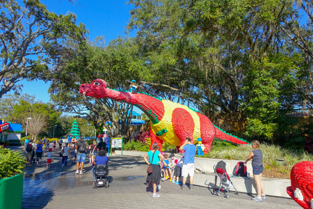 HOUSTON, USA - JANUARY 12, 2017: Unidentified walking in Legoland park. Legoland is a theme park based on the popular LEGO brand of building toysのeditorial素材