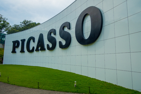 HAKONE, JAPAN - JULY 02, 2017: PICASSO building at he Hakone Open-Air Museum or Hakone Chokoku No Mori Bijutsukan is popular museum featuring an outdoor sculpture park some indoor exhibits Hakone, Japanのeditorial素材