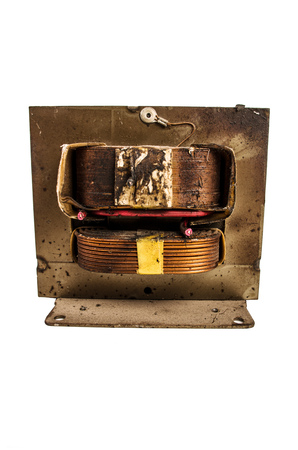 Close up of an electric system on white background, in a white backgroundの写真素材