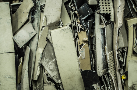 Close up of computer parts of electronic parts as garbageの写真素材