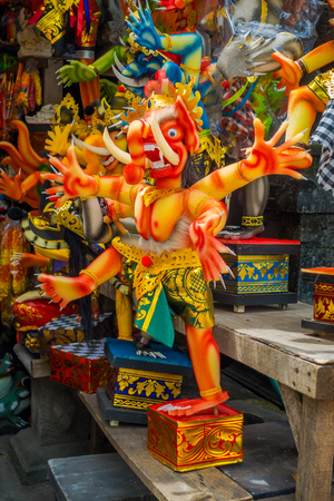BALI, INDONESIA - MARCH 08, 2017: Impresive hand made structures, Ogoh-ogoh statue built for the Ngrupuk parade, which takes place on the even of Nyepi day in Bali, Indonesiaのeditorial素材