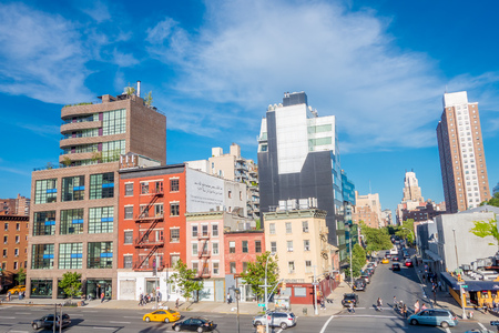 NEW YORK, USA - MAY 05, 2017: Beautiful view of Manhattan city with skyscrapers, roads and gorgeous buildings in New York City USAのeditorial素材