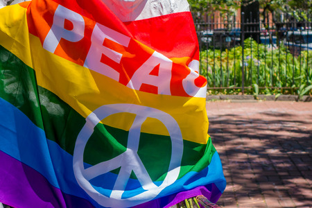 ORLANDO, USA - MAY 05, 2017: Place where Omar Mateen, killed 49 people and wounded 53 others in a terrorist attack hate crime in a gay nightclub in Orlando, Florida, United Statesのeditorial素材