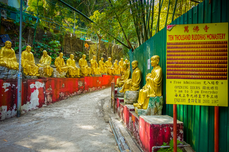 Statues at Ten Thousand Buddhas Monastery in Sha Tin, Hong Kong, China.の写真素材