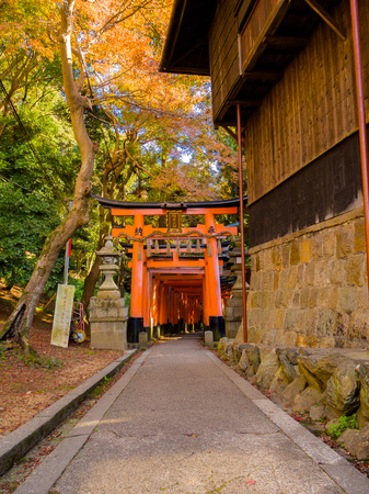 KYOTO, JAPAN - JULY 05, 2017: Red Tori Gate at Fushimi Inari Shrine in Kyoto, Japan.のeditorial素材