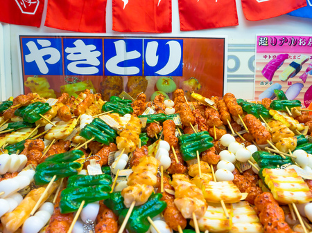 HAKONE, JAPAN - JULY 02, 2017: Plastic food toys in Teramachi, is an indoor shopping street located in the center of Kyoto cityのeditorial素材