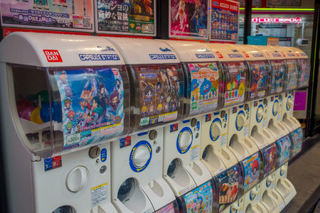 TOKYO, JAPAN JUNE 28 - 2017: Capsule-toy vending machine or Gashapon in Japanese language located in Akihabara district in Tokyoのeditorial素材