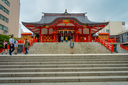 TOKYO, JAPAN JUNE 28 - 2017: Hanazono Shrine Hanazono Jinja Shinto shrine located in Shinjuku ward, dedicated to Inari deity Inari Okami is often visited by businessmen to pray for success located in Tokyoのeditorial素材