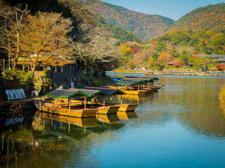 HAKONE, JAPAN - JULY 02, 2017: Boats on a lake surrounding of beautiful cherry blossom trees in Chidorigafuchi Urban Park during Sakura Festival in Tokyo Hanami viewing cherry blossoms is a popular activity in Japanのeditorial素材