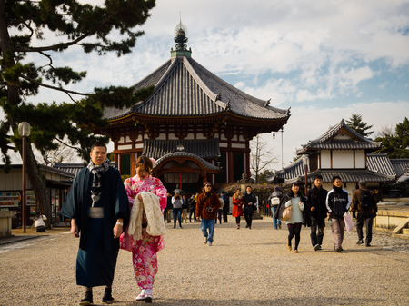 OSAKA, JAPAN - JULY 02, 2017: Beautiful old historical temple at Osakaのeditorial素材