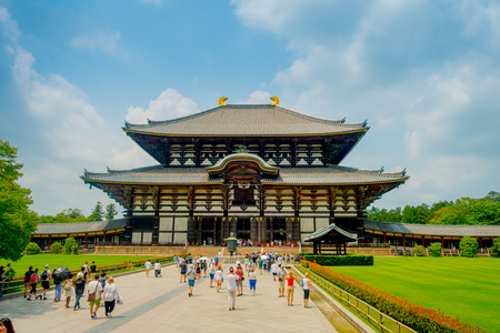 Nara, Japan - July 26, 2017: Unidentified people walking at Todai-ji literally means Eastern Great Temple. This temple is a Buddhist temple located in the city of Naraのeditorial素材