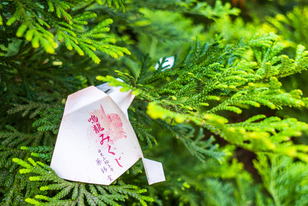 Nara, Japan - July 26, 2017: Beautiful and small prayer piece of paper at Todai Ji Temple, small pieces of paper used for wishes by shinto believers in Tokyoのeditorial素材