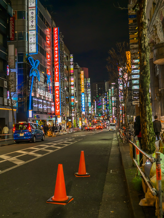 TOKYO, JAPAN - JULY 02, 2017: Beautiful night view of the streets of Chidorigafuchi, Tokyoのeditorial素材