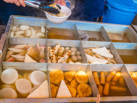 TOKYO, JAPAN - AUGUST 5 2017: Japanese street food in Tokyo
