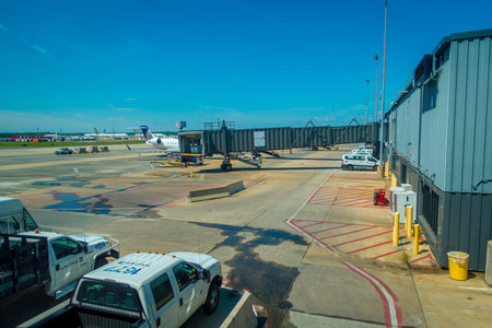 WASHINGTON, USA- AUGUST 21, 2017: The plane at the airport in a beautiful day in Washington