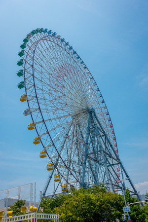 OSAKA, JAPAN - JULY 18, 2017: Tempozan Ferris Wheel in Osaka, Japan. It is located in Tempozan Harbor Village, next to Osaka Aquarium Kaiyukanのeditorial素材