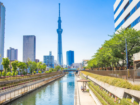 KYOTO, JAPAN - JULY 05, 2017: View of Tokyo Sky Tree 634m, the highest free-standing structure in...