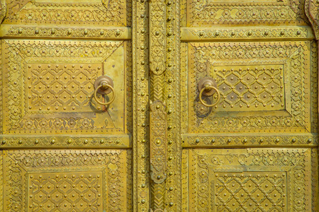 Jaipur, India - September 19, 2017: Golden door in City Palace. Jaipur, Indiaのeditorial素材