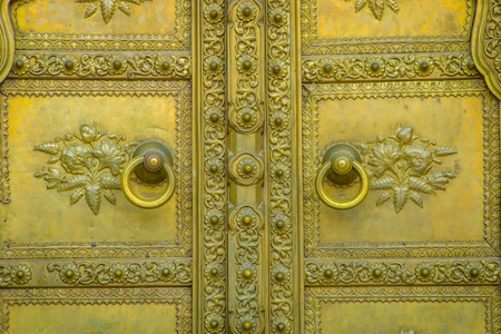 Jaipur, India - September 19, 2017: Golden door in City Palace. Jaipur, Indiaのeditorial素材