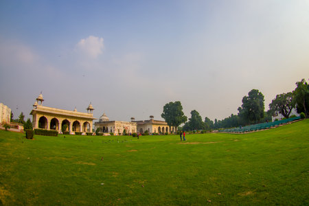 DELHI, INDIA - SEPTEMBER 25 2017: Gorgeous outdoor view of the Sawan or Bhadon Pavilion in Hayat...