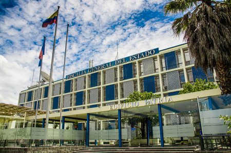 QUITO, ECUADOR - OCTOBER 23, 2017: Outdoor view of the prosecution office state and buildings in the city of Quito, Ecuadorのeditorial素材