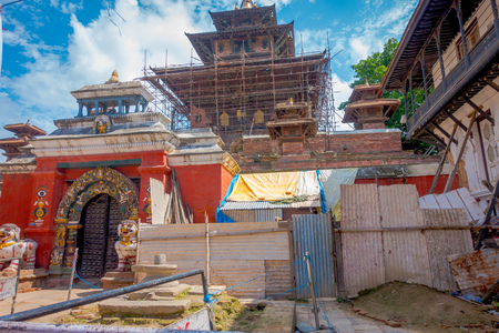 KATHMANDU, NEPAL OCTOBER 15, 2017: Outdoor view of damaged buildings after the earthquake in 2015 of Durbar square in Kathmandu, capital of Nepalのeditorial素材