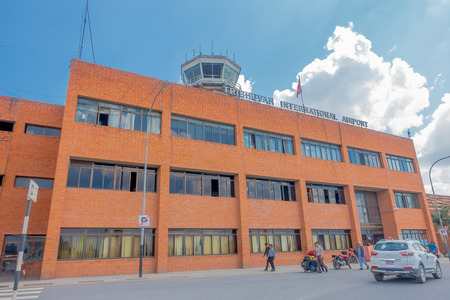 Kathmandu, Nepal - October 25th, 2016: Big building of Tribhuvan International Airport in a beautiful blue sky in Kathmandu Nepal. Only exist one international airport in Nepalのeditorial素材